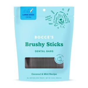 Bocce’s Bakery Dailies Brushy Sticks to Support Oral Health & Fresh Breath, Wheat-Free Dental Bars for Dogs, Made with Real Ingredients, Baked in the USA, All-Natural Coconut &...